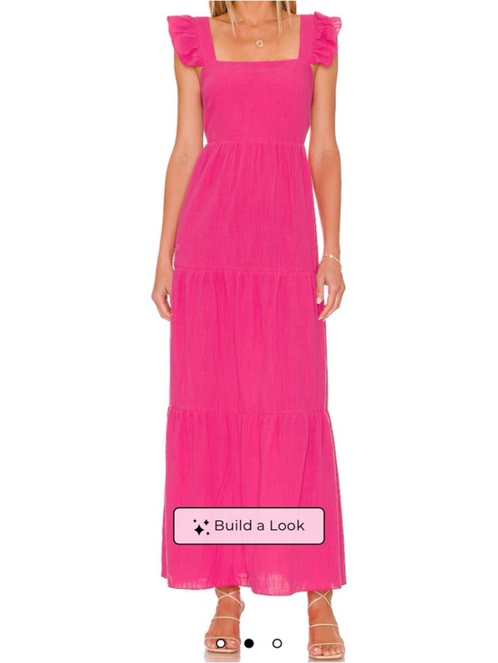 SNDYS. Dresses & Skirts - Pink Square-Neck Tiered Maxi Dress